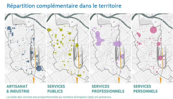 Figure 1 Localisation des emplois selon le domaine d'activitÃ© Ã&nbsp; Lancy